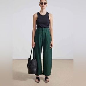 Apiece Apart High-Waist Wide-Leg Trousers in Forest Green